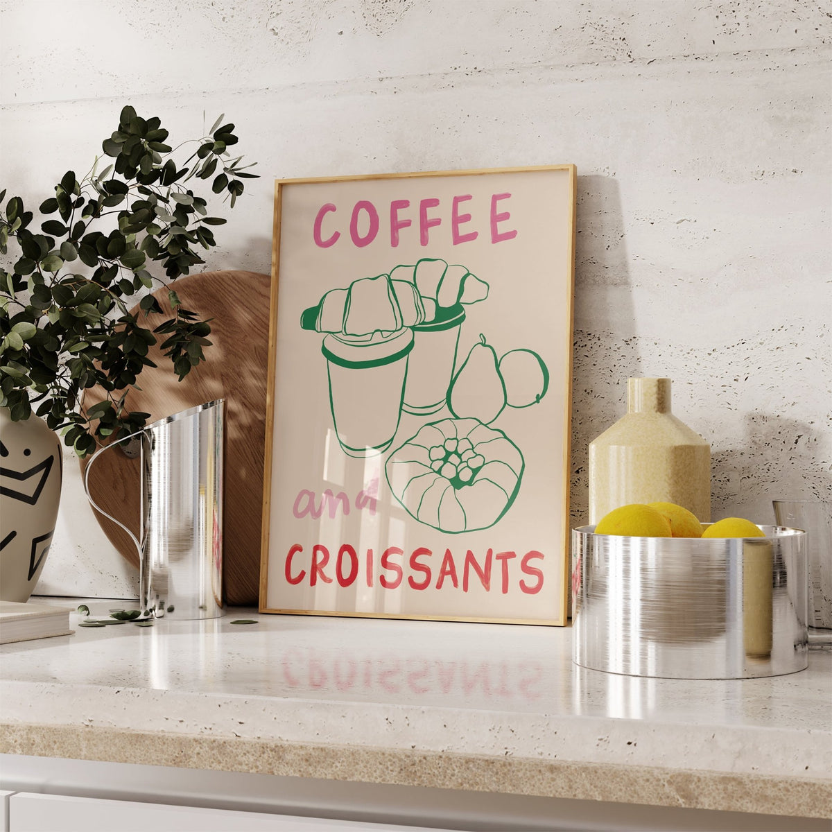Coffee & Croissants Modern Kitchen Wall Art
