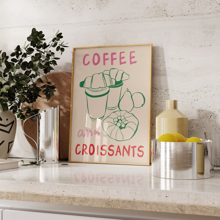 Coffee & Croissants Modern Kitchen Wall Art