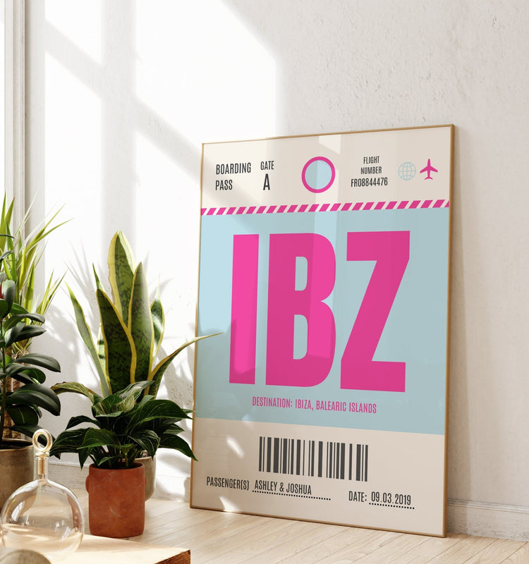 Framed Personalised Luggage Tag Location