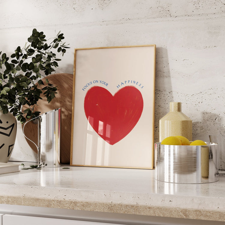 Happiness Heart Romantic Bedroom Print