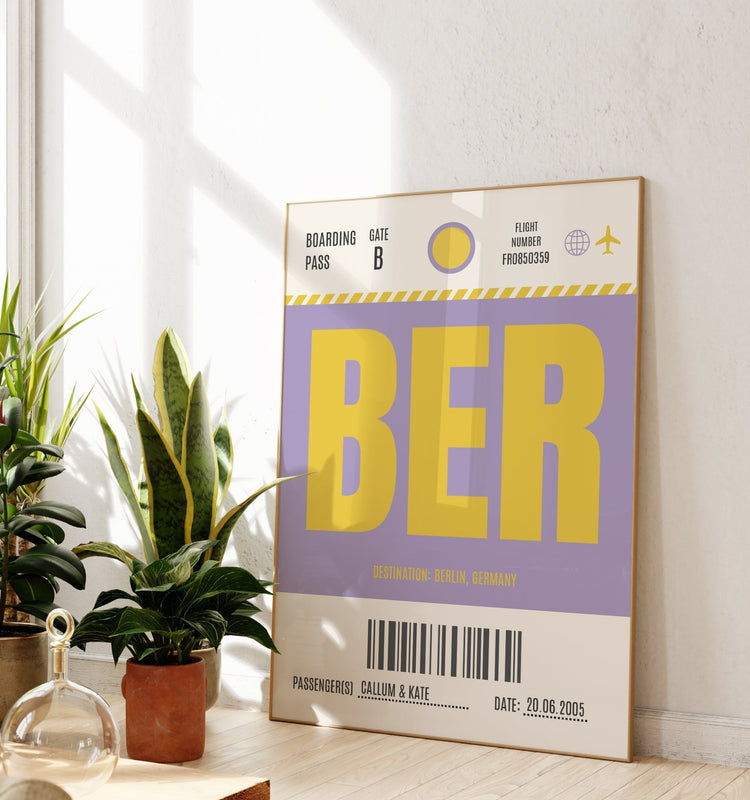 Personalised Luggage Tag Location Wall Art