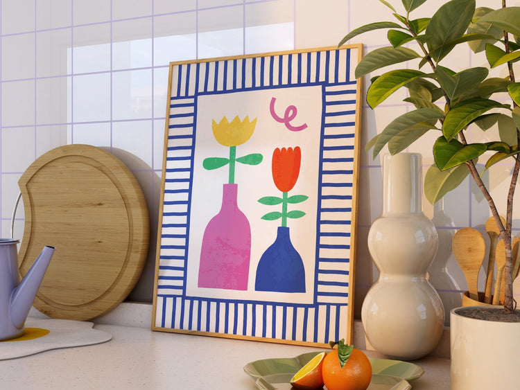 Abstract Flower Vases Print