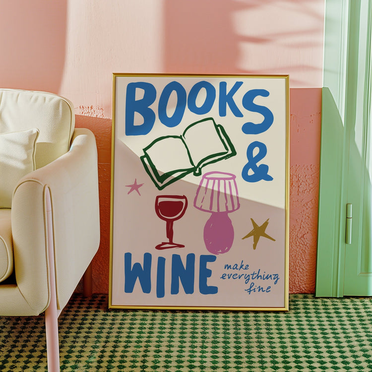 Books & Wine Book Lover Print