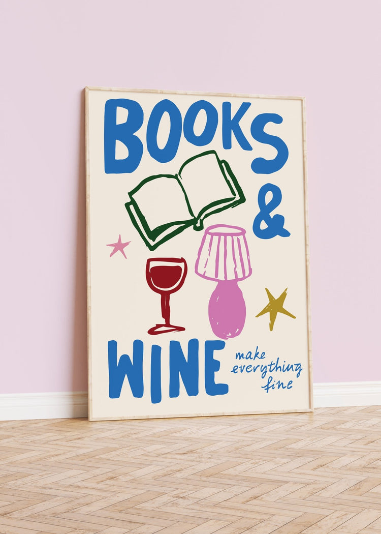 Books & Wine Book Lover Print