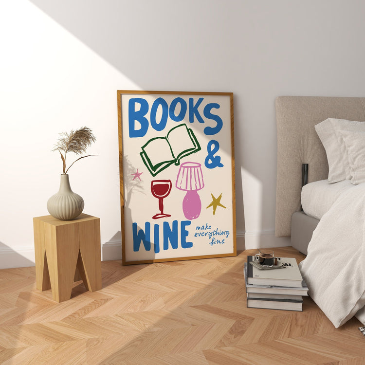 Books & Wine Book Lover Print