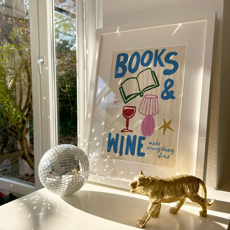 Books & Wine Book Lover Print