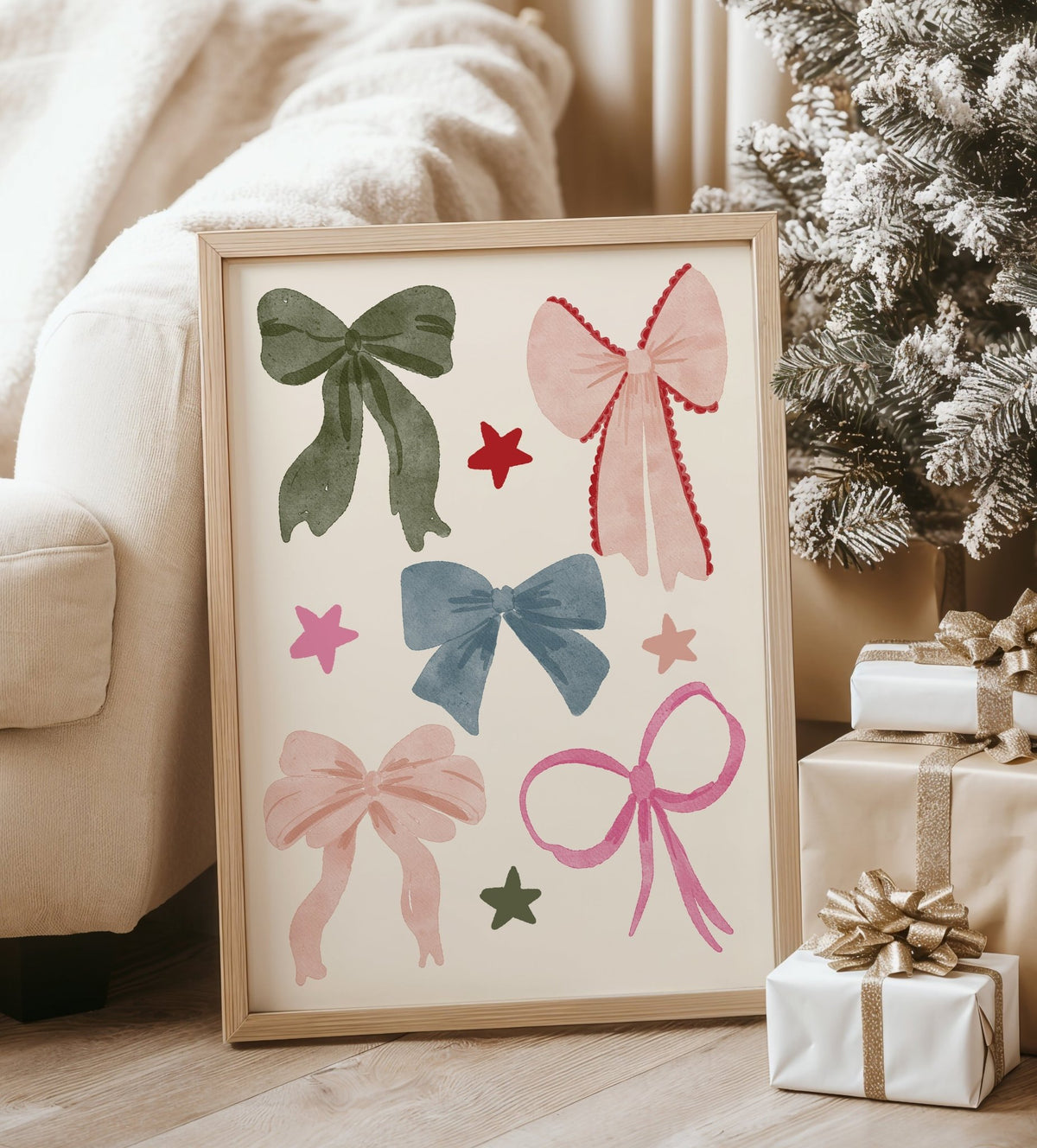 Bows & Stars Christmas Print