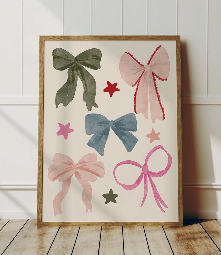 Bows & Stars Christmas Print