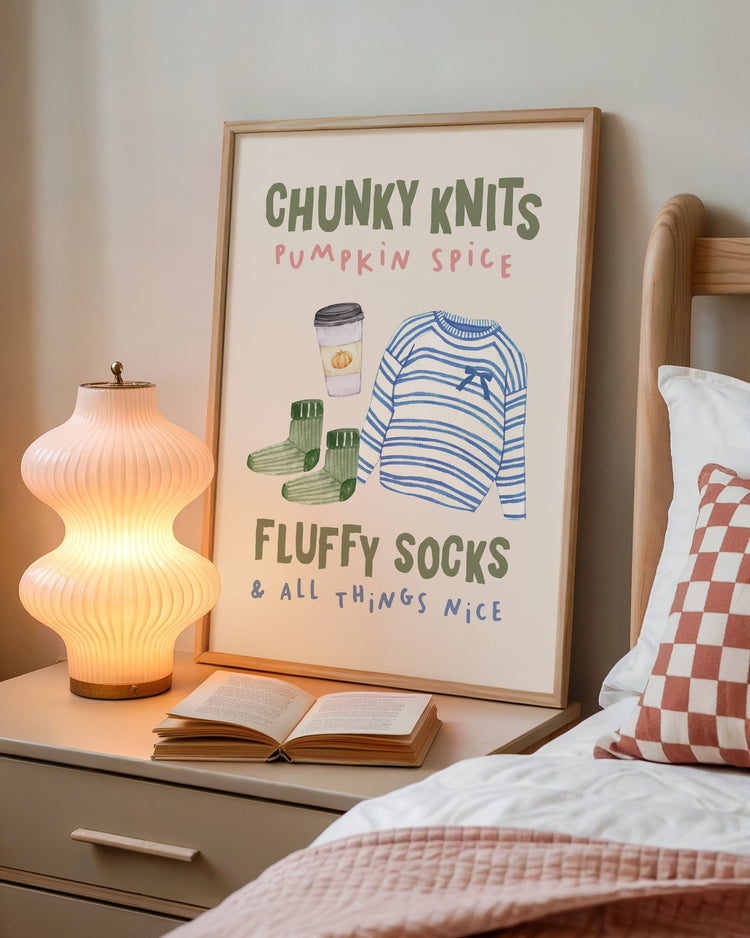Chunky Knits Pumpkin Spice Autumn Print