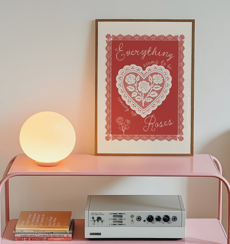 Coming Up Roses floral wall art displayed in a stylish home interior