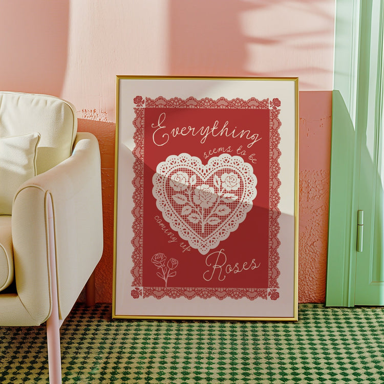 Close-up of Coming Up Roses Lace Print on premium 230gsm matte paper