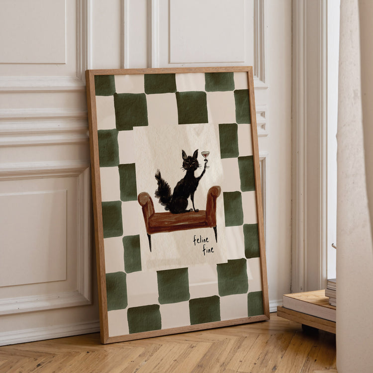 Feline Fine Black Cat Print