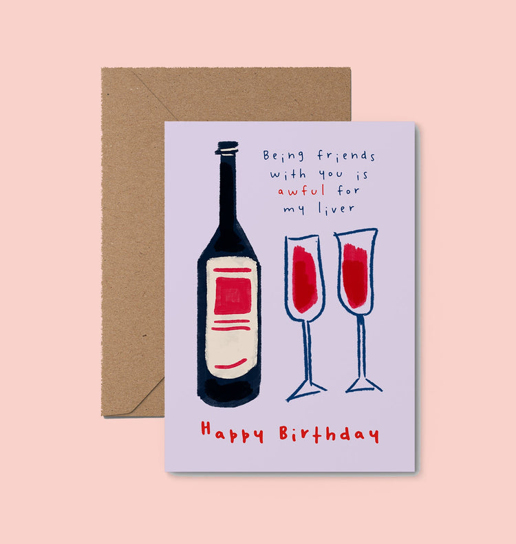 Funny Wine Birthday Card for Friend