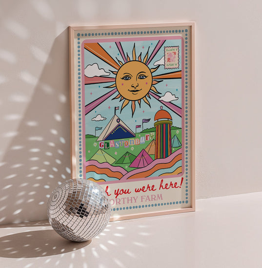 Glastonbury Postcard Retro Print