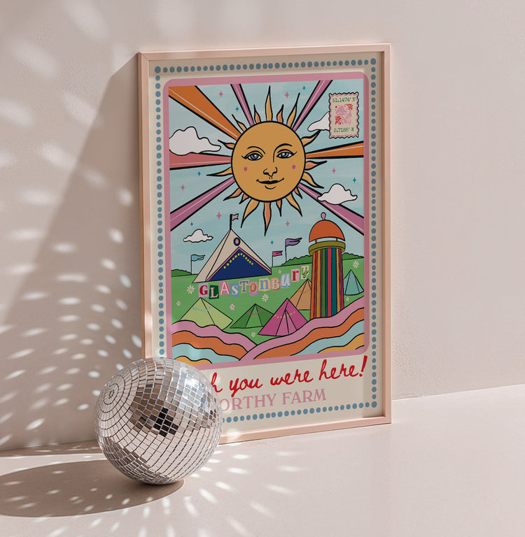 Glastonbury Postcard Retro Print