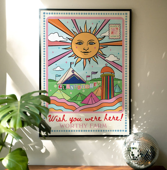 Glastonbury Postcard Retro Print