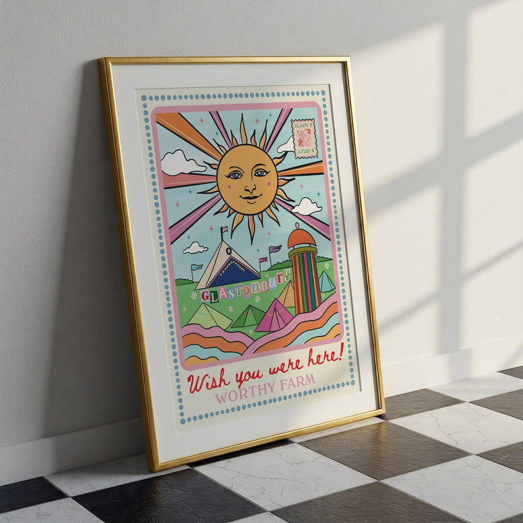 Glastonbury Postcard Retro Print