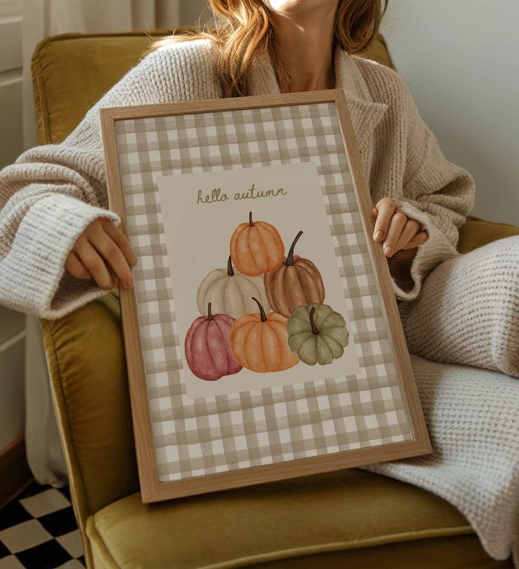 Hello Autumn Gingham Print
