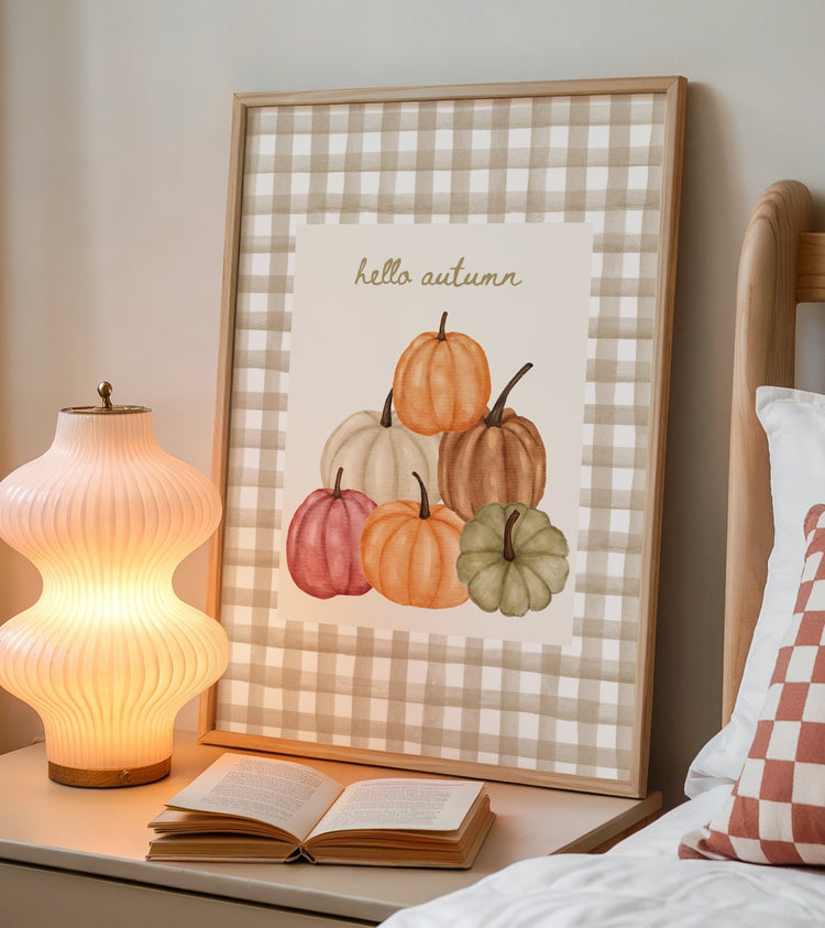 Hello Autumn Gingham Print