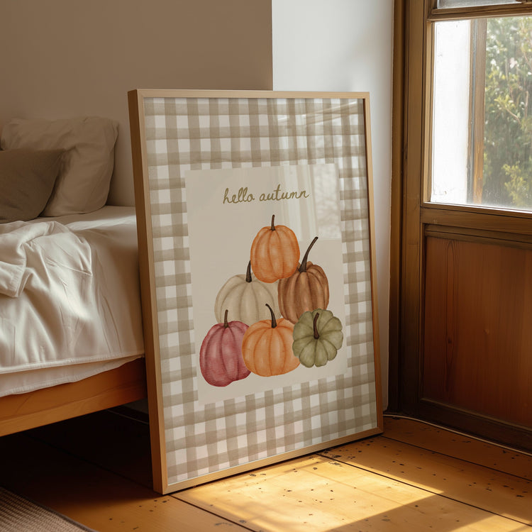 Hello Autumn Gingham Print