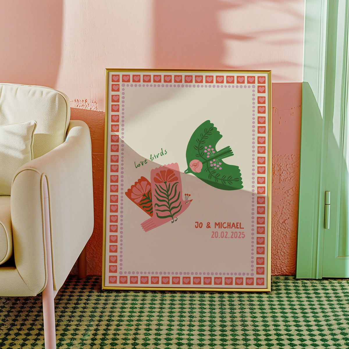 Lovebirds Personalised Wedding Gift Print