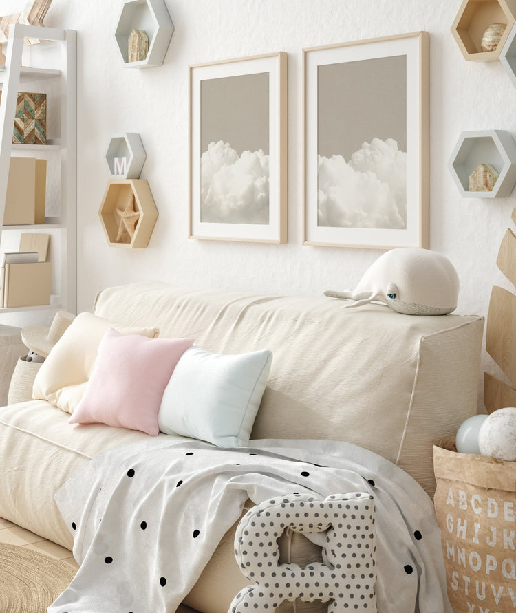 Over the Bed Cloud Wall Art Set of 2 Posters