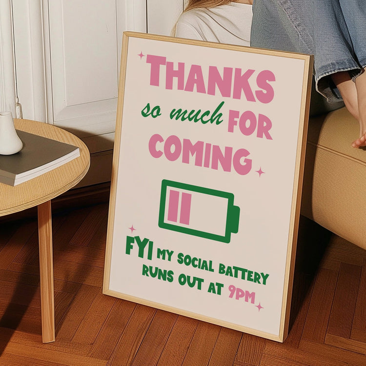 Social Battery Funny Hallway Print