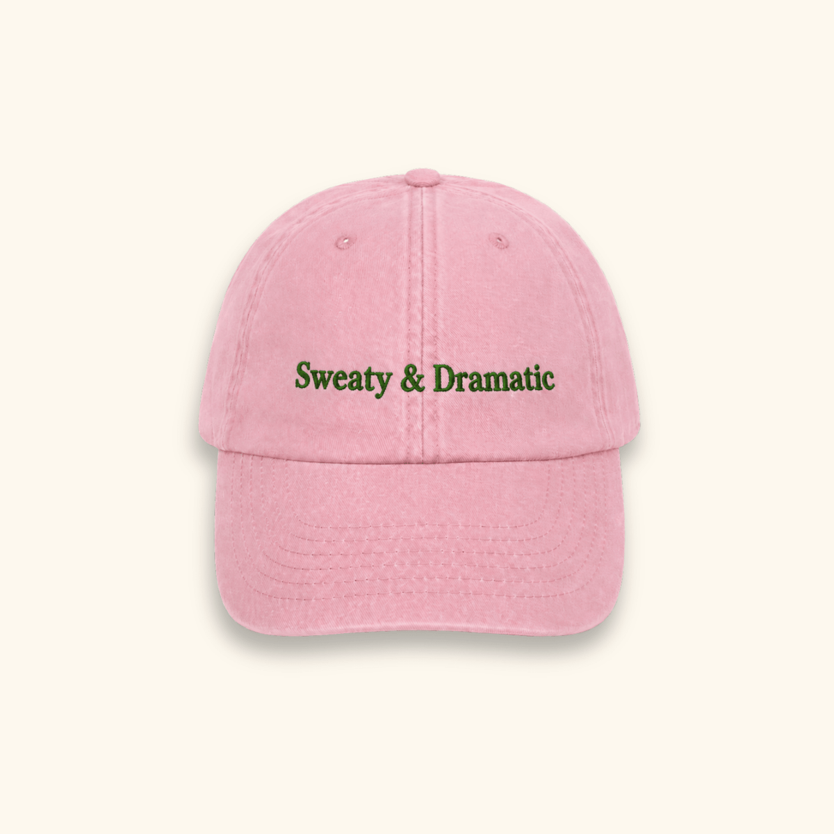 Sweaty and Dramatic embroidered 100% cotton slogan cap with adjustable vintage-style fit