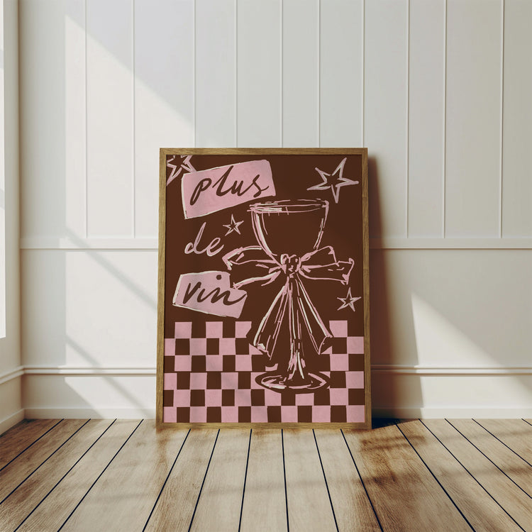 Plus de Vin Pink & Brown Wine Print