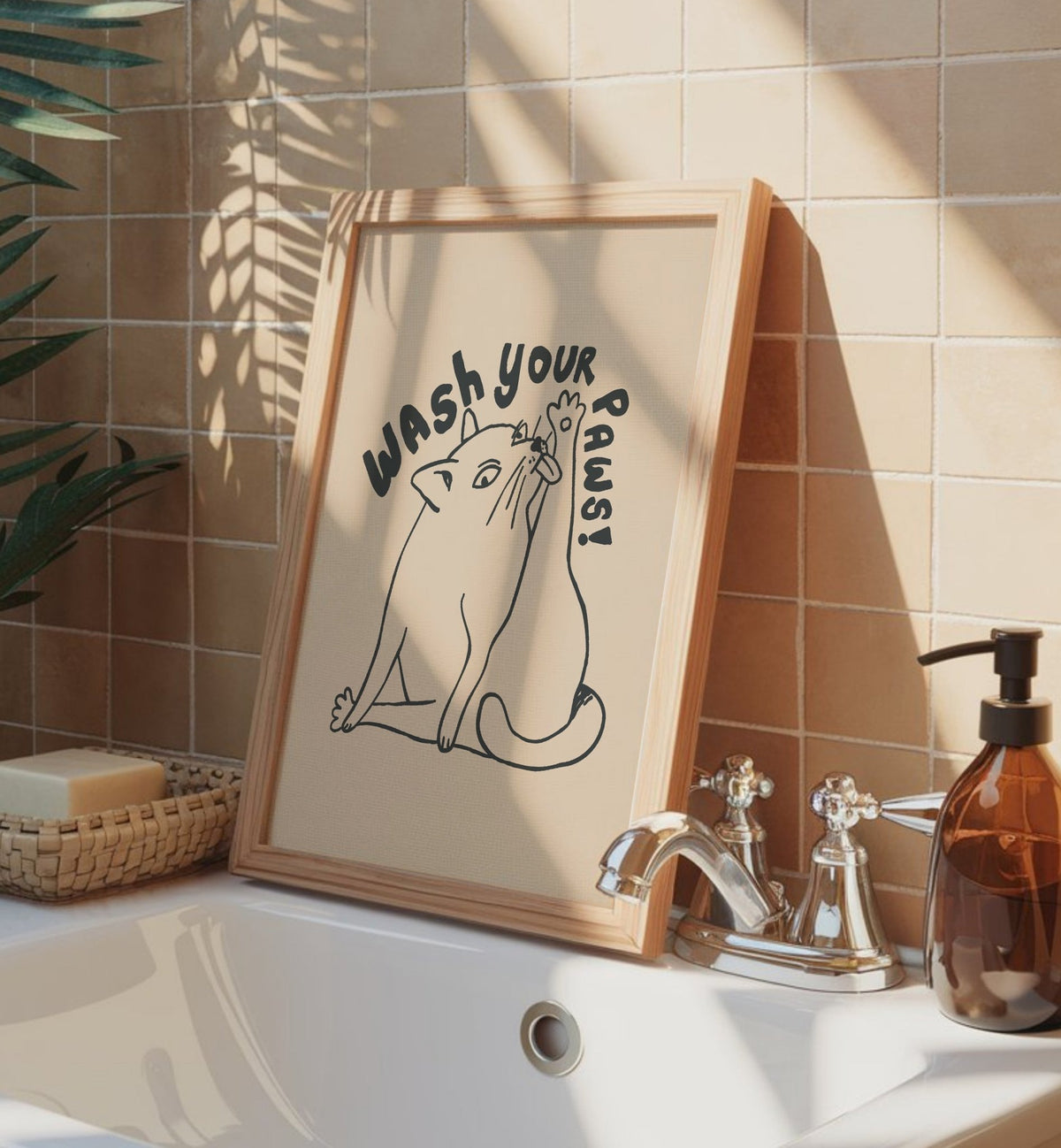 Wash Your Paws Funny Bathroom Print