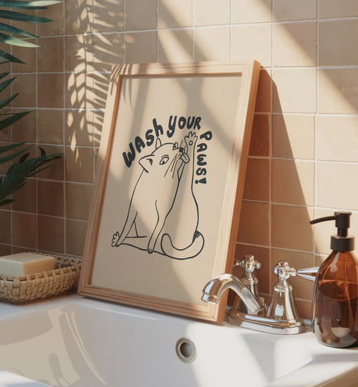 Wash Your Paws Funny Bathroom Print