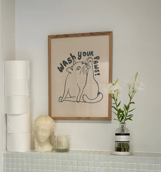Wash Your Paws Funny Bathroom Print