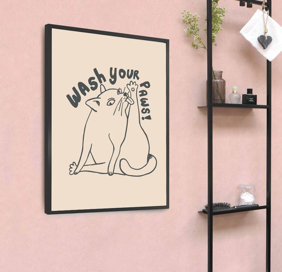 Wash Your Paws Funny Bathroom Print
