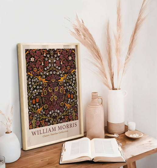 William Morris Burgundy Florals Print