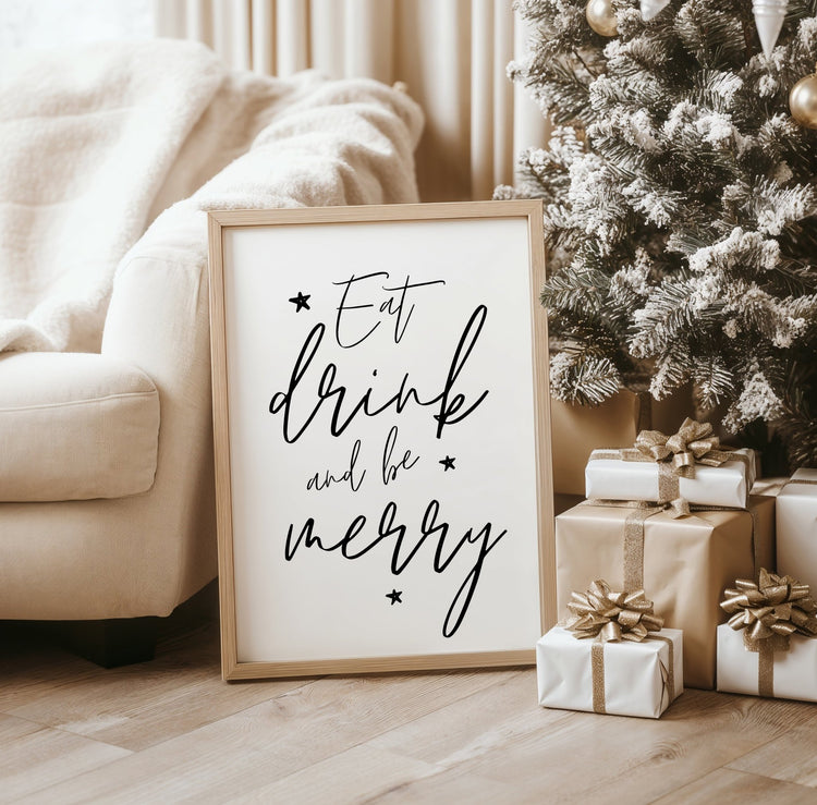 Xmas Wall Décor - Eat Drink and Be Merry Quote