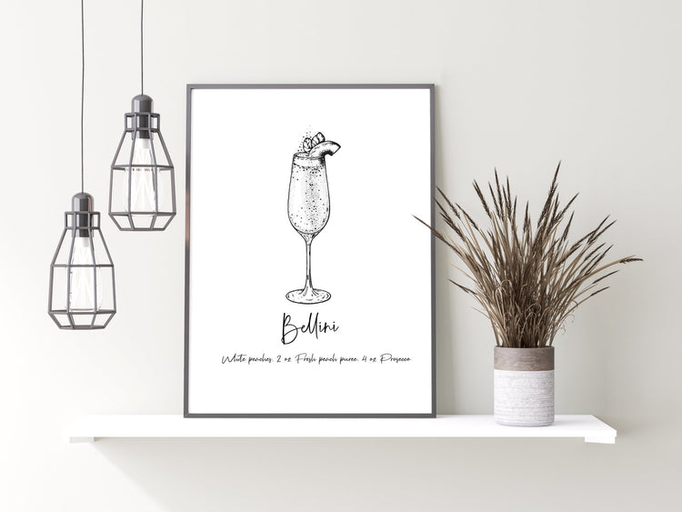 Bellini Cocktail Recipe Poster