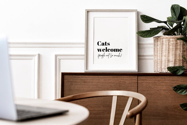 Cats Welcome (People Not So Much) Funny Cat Wall Quote