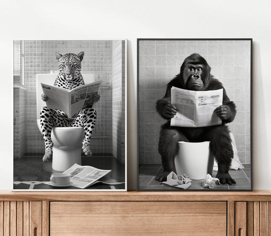 Cheetah on Toilet Funny Animal Set