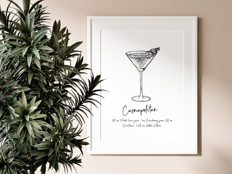 Cosmo Cocktail Recipe Wall Poster