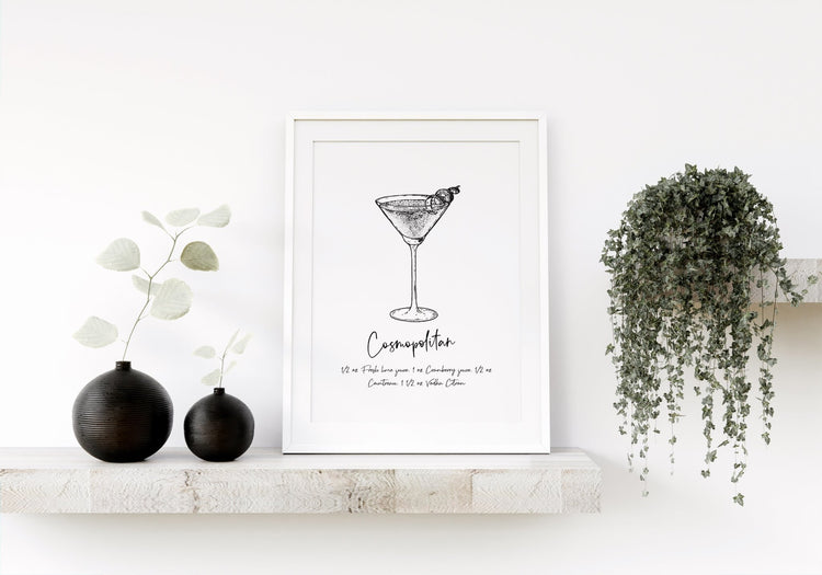 Cosmo Cocktail Recipe Wall Print