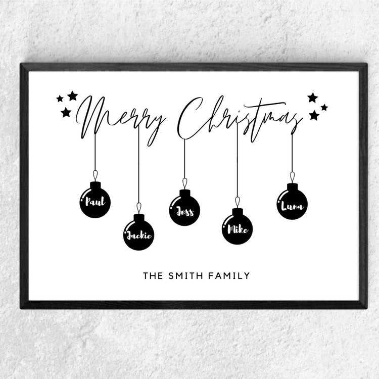 Family Bauble Print - Christmas Family Gift Poster