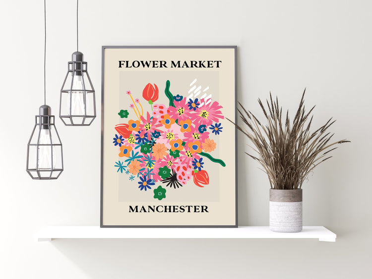 Flower Market Manchester Wall Print
