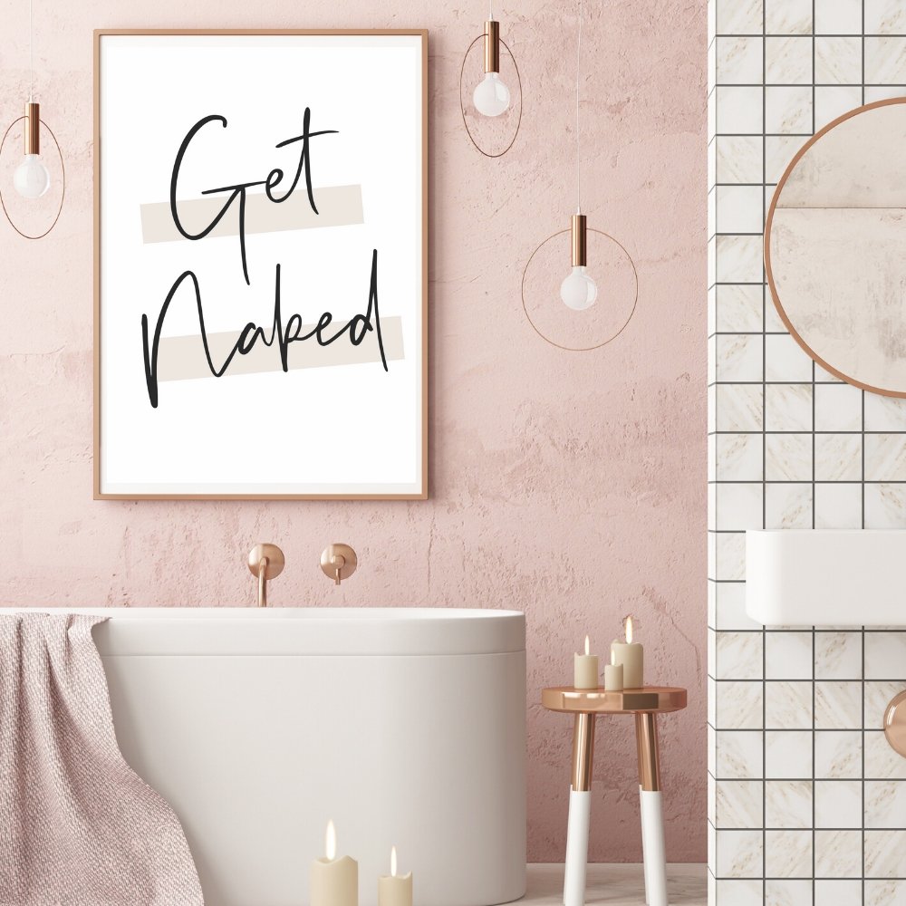 Get Naked Toilet Wall Print- Large Font