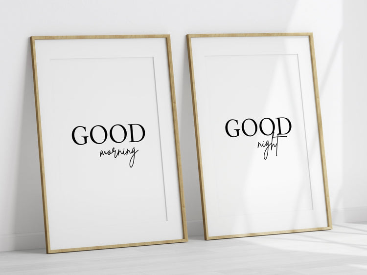 Good Morning Good Night Set of 2 Bedroom Quotes