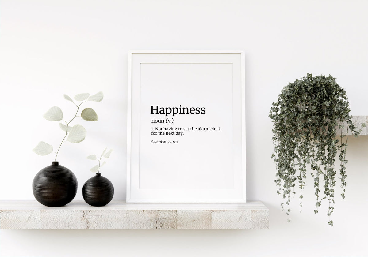 Happiness Definition Dictionary Wall Print
