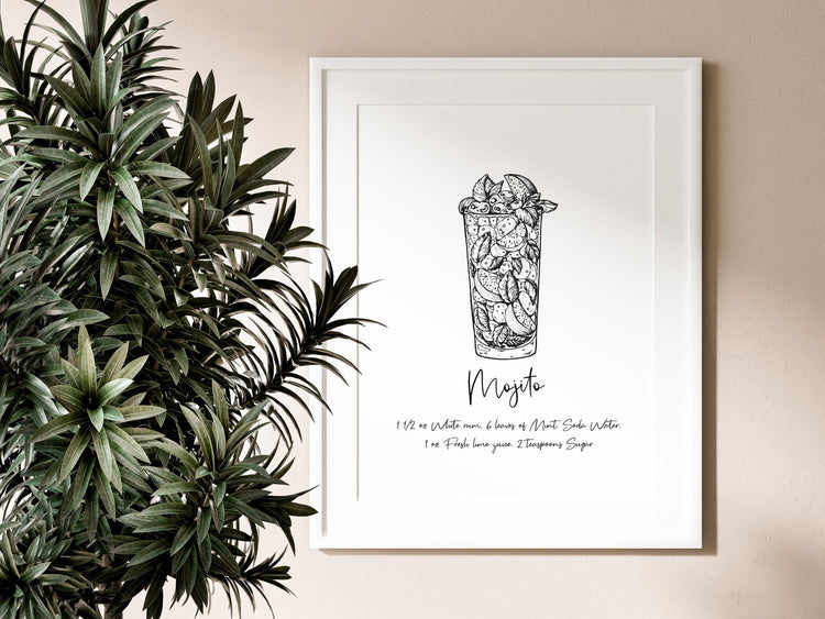 Mojito Cocktail Recipe Wall Art Print