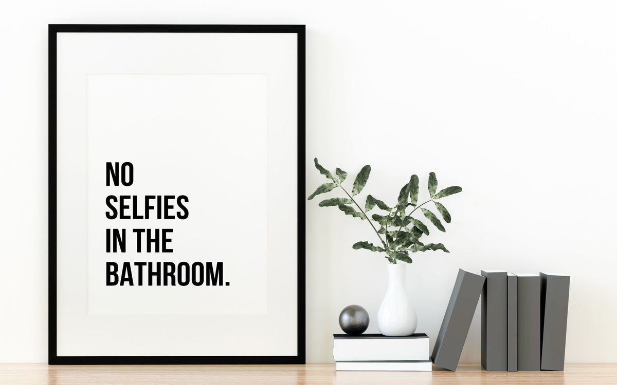 No Selfies in the Bathroom Funny Wall Art