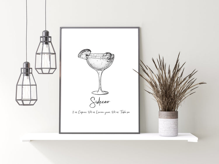 Sidecar Cocktail Recipe Poster