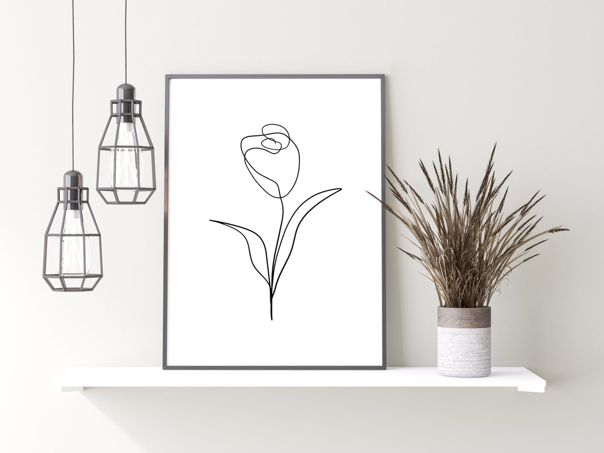 One Line Rose Drawing