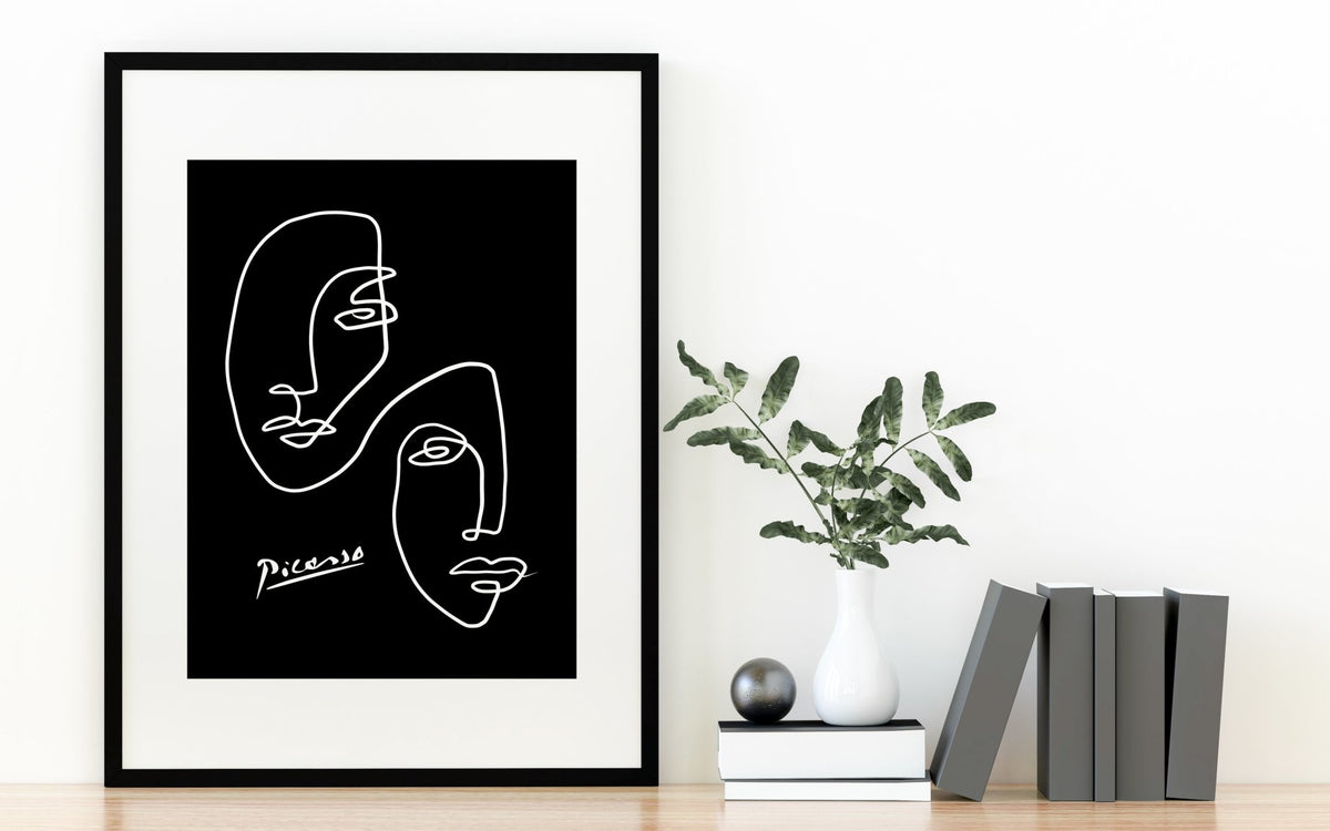 Picasso Inspired Black and White Abstract Art Print